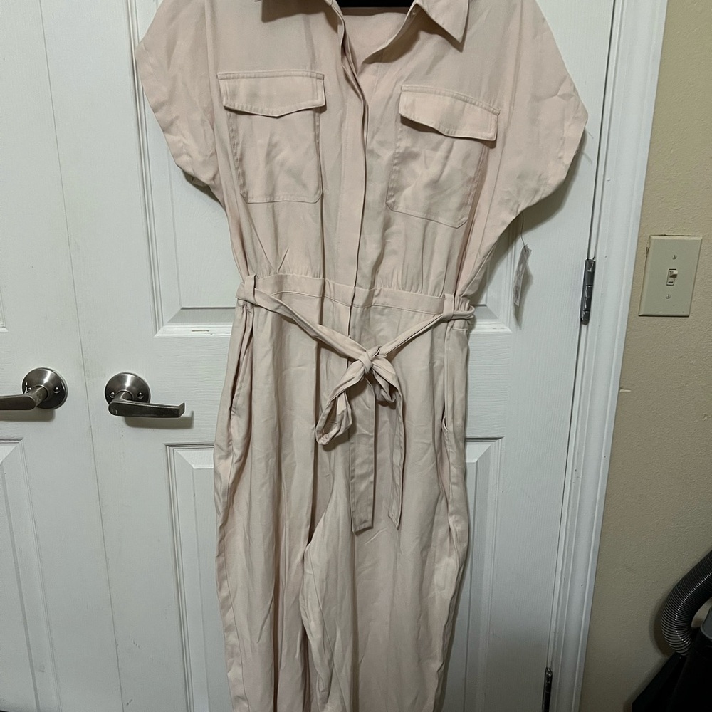 Nine West Cream Utility Jumpsuit with Belt